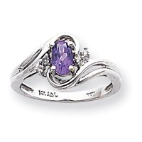 14k White Gold .05ct Diamond and Amethyst Birthstone Ring - JewelryWeb