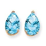 14k 12x8mm Pear Blue Topaz earring XE84BT