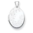 Sterling Silver Floral Oval Locket