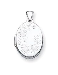 Sterling Silver Floral Oval Locket