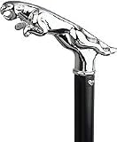 Chrome Plated Jaguar Handle Walking Cane With Black Beechwood Shaft