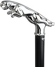 Chrome Plated Jaguar Handle Walking Cane With Black Beechwood Shaft