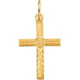 14K Yellow Gold Child's Cross Pendant W/Heart This Item Is Approximately  0.3 grams