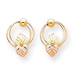 10k Black Hills Gold Open Circle Leaf Earrings