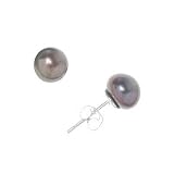 Sterling Silver 7mm Brown Dyed Fresh Water Pearl Stud Earrings