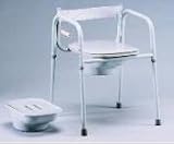 Commode With Removable Back. Universal Steel Commode with Removable Back and Pail. This Commode has an elongated seat, toilet paper holder, fits over the toilet and has a removeable back for cleaning.