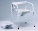 Commode With Removable Back. Universal Steel Commode with Removable Back and Pail. This Commode has an elongated seat, toilet paper holder, fits over the toilet and has a removeable back for cleaning.