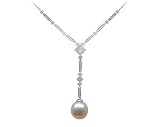 Natural South Sea Drop Pearl & Diamond Necklace in 18kt White Gold