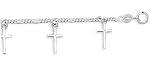 7' Figaro Chain with Small Cross Charms Bracelet
