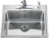 Kohler Ballad K-3206-4 Self-Rimming Utility Sink with Four-Hole Faucet Punching and 10 Deep Basin