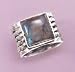 Hammered Sterling Wide Band Ring, 13mm Square Labradorite, 1/2 inch wide
