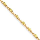 14k 5x3mm Oval Peridot Bracelet