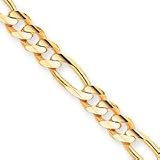 14k 7.5mm Concave Figaro Link Chain Anklet - 9 Inch