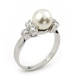 CZ 6 Stone Ring With Pearl Center