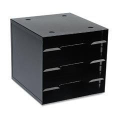 Office Product: Buddy Products 1113 4 Stackable 4 section recycled steel sorting rack, 3 adjustable shelves, black