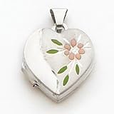 Sterling Silver Floral 15mm Heart Locket with 20 inch Sterling Silver Chain