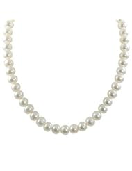 18" Sterling silver 9.5-10.5MM white freshwater cultured pearl necklace.
