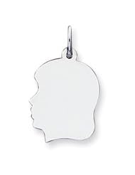 14k White Gold Plain Medium Facing Left Engravable Girl Charm