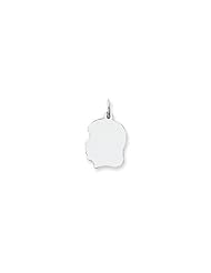 14k White Gold Plain Medium Facing Left Engravable Girl Charm