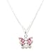 Child`s Necklace Swarovski Crystal Pink Butterfly in Sterling Silver