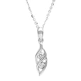14k White Gold Diamond Pendant Necklace - 0.10 carat