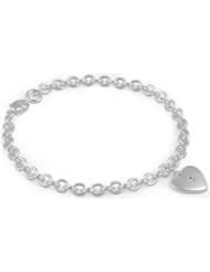 Children And Teenage Girls Silver Diamond Heart Charm Bracelet (7 1/4 In)