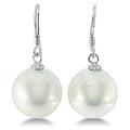 Elegante Ohrringe / Ohrh�nger mit 12mm gro�en wei�en S��wasserperlen, Sterling Silber