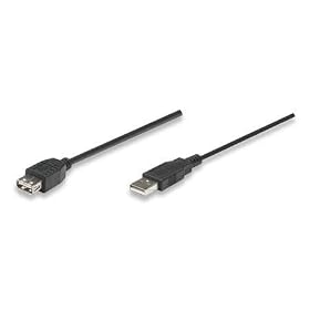 Manhattan, 1 ft. USB 2.0 A Male to A Female Extension Cable, Black