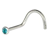 Swarovski Blue Zircon Screw Nose Ring