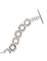 Square Link Bracelet Round Center Polsihed Toggle Sterling Silver