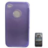 Purple Soft Crystal Skin Gel Cover Case for Apple Iphone 4 4g + Lcd Screen Guard