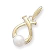 14k Yellow Gold White Cultured Freshwater Pearl " X" Pendant