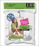 Buy Hanes 740/6 Girls Ankle – White With Gray Heel & Toe