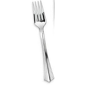 24 Disposable Silver Look Plastic Cutlery, Forks