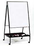 Best Rite - 759 - Wheasel Double-Sided Melamine Whiteboard Rolling Easel - White - 59.5 H x 28.75 W x 27 D in.
