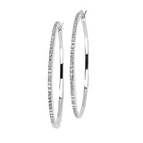 Sterling Silver 0.01 ct. Diamond Hinged Hoop Earrings