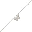 9"+1" Extension Rhodium Plated Anklet with Bezel Set CZs and CZ Butterfly