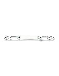 Genuine .925 Sterling Silver 8.5Inch Polished Engravable 1 Figaro Link Id Bracelet 31.8 Grams 8.5 Inch Length. 100% Satisfaction Guaranteed.