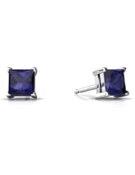 Genuine Sapphire 14kt White Gold Stud Earrings