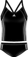 Adidas Damen Badeanzug 3 Stripes Authentic Tankini, black dd/white, 36, X13224