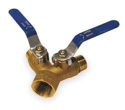 Industrial Grade 1PYZ6 Three Way Unvented Ball Valve, 1 In Inlet