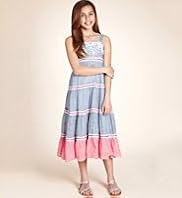 Autograph Pure Cotton Striped Embroidered Maxi Dress