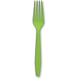 Creative Converting 24 Count Touch of Color Heavy Duty Plastic Forks, Fresh Lime