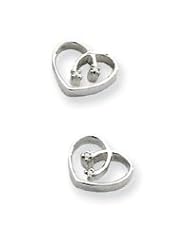 Silver .04ct Diamond Heart Earrings QW158 QG