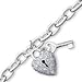 Sterling Silver CZ Heart & Key Open Link Bracelet - 7.5 Inch