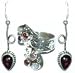 Jewelry Set for Girls Silver Garnet Earrings with Ring (erss026)