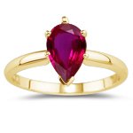 0.82 Cts Ruby Solitaire Ring in 18K Yellow Gold