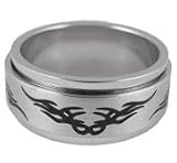 Tribal Steel Mens Spinner Ring