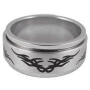 Tribal Steel Mens Spinner Ring