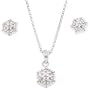 Sterling Silver 1/5 Carat TW Diamond Flower Pendant and Earring Set